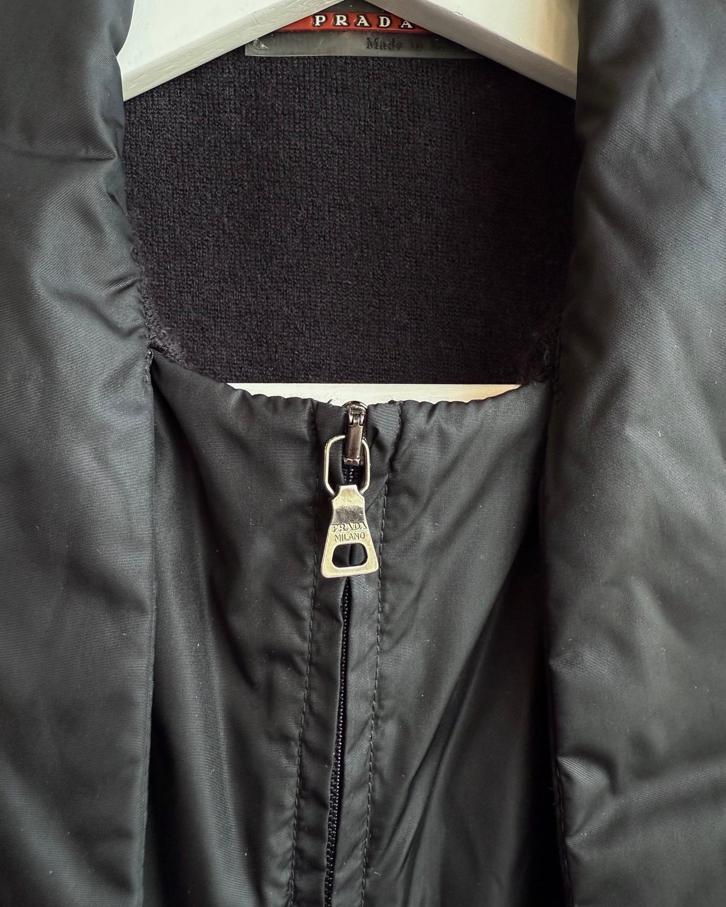 Prada F/W 1999 Black Nylon Cropped Zip Up Vest