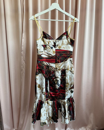 Just Cavalli Satin Equestrian Printed Midi Dress