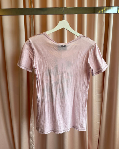 D&G S/S 2010 Mickey & Minnie Mouse Pink Graphic T-Shirt