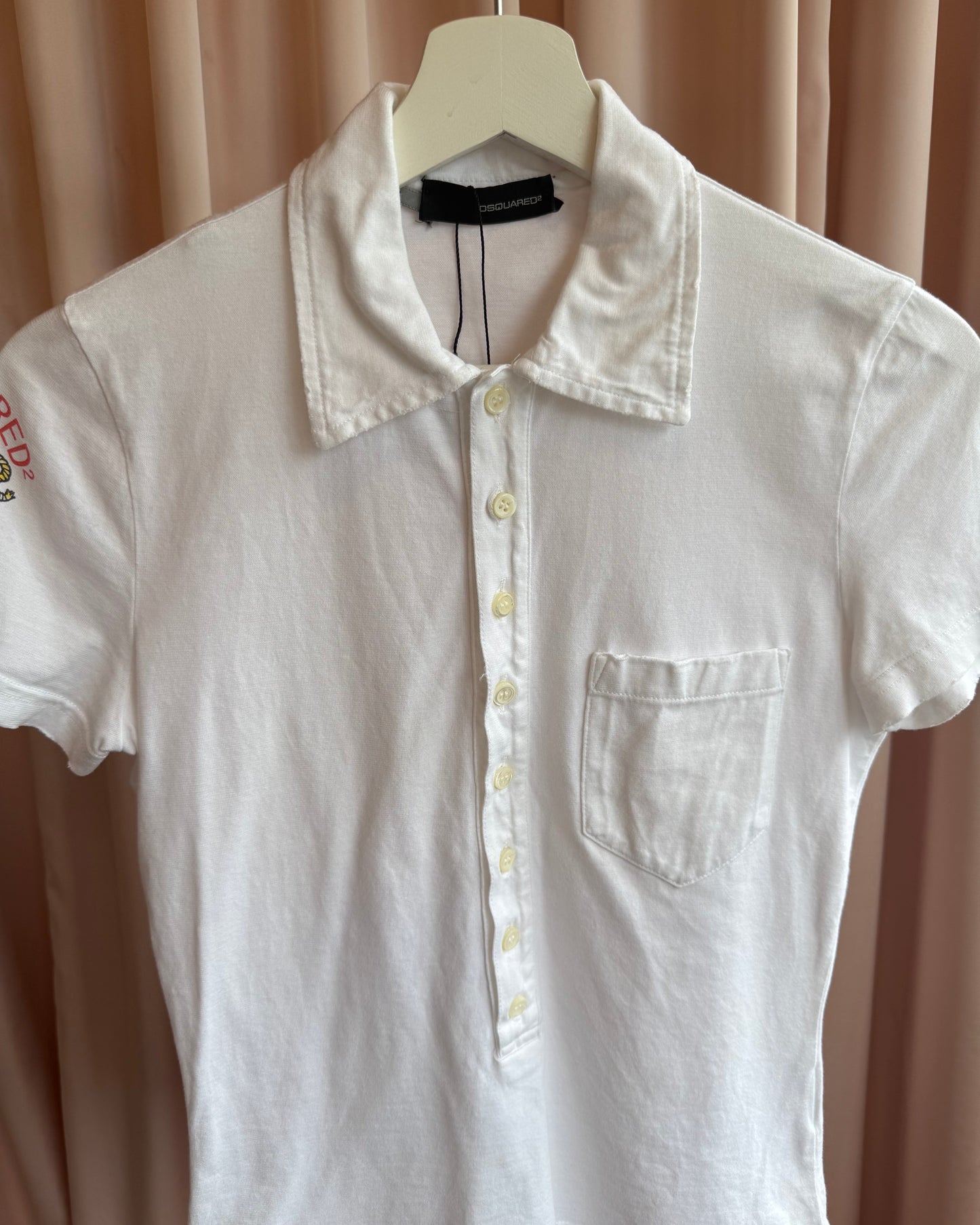 Dsquared² 2000's White Anchor Graphic Polo Shirt
