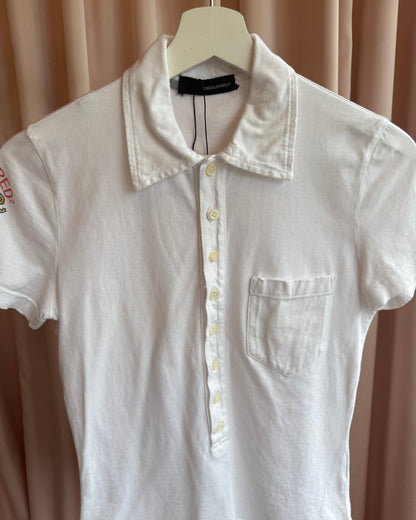 Dsquared² 2000's White Anchor Graphic Polo Shirt