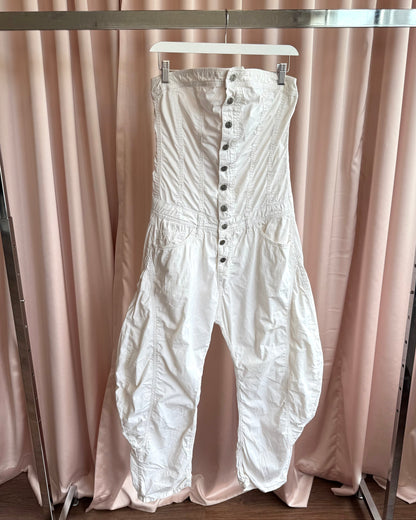 Italian Brand Sexy Woman White Strapless Jumpsuit