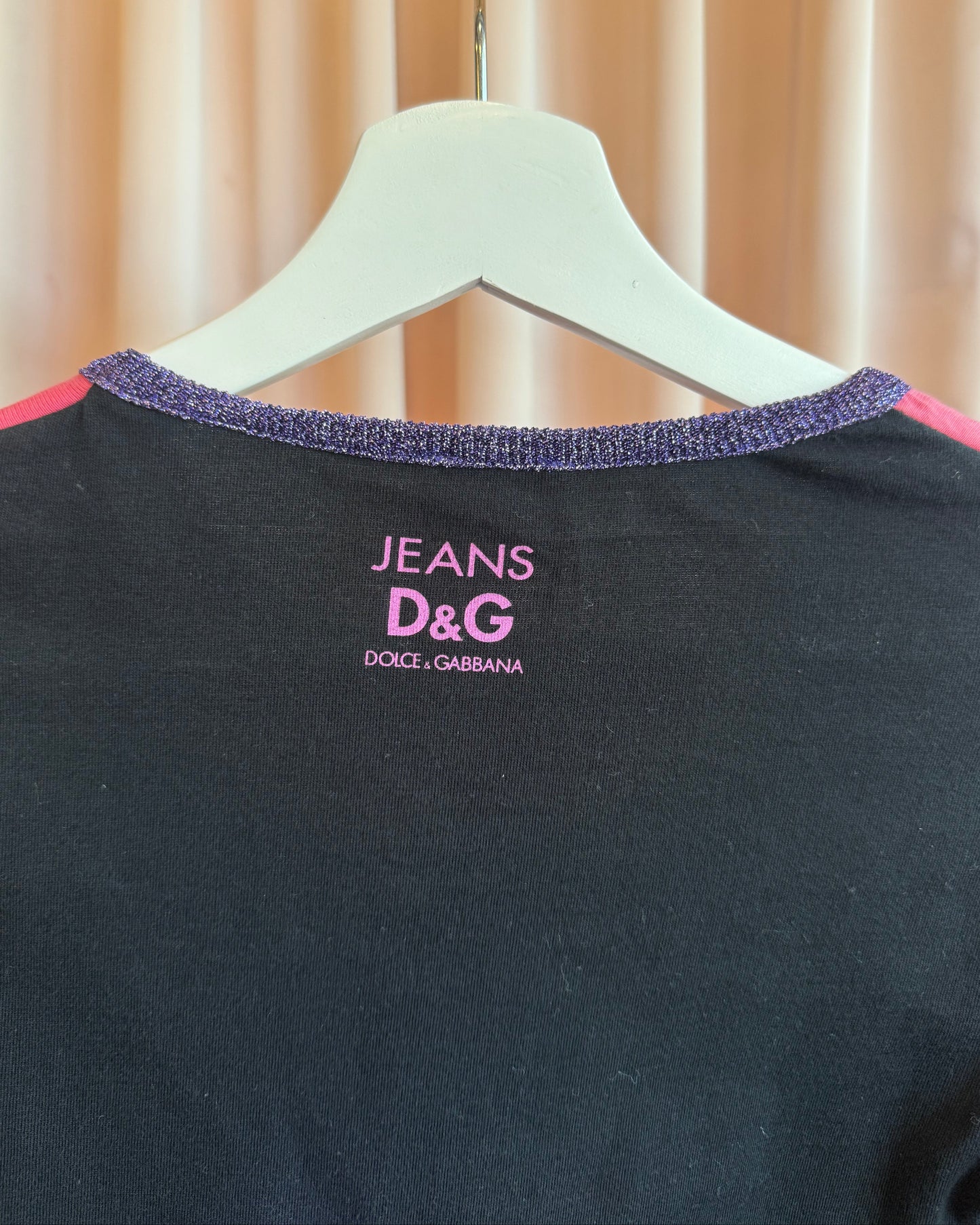 D&G 2000's "Weird" Poodle Graphic Two Tone Long Sleeve Top