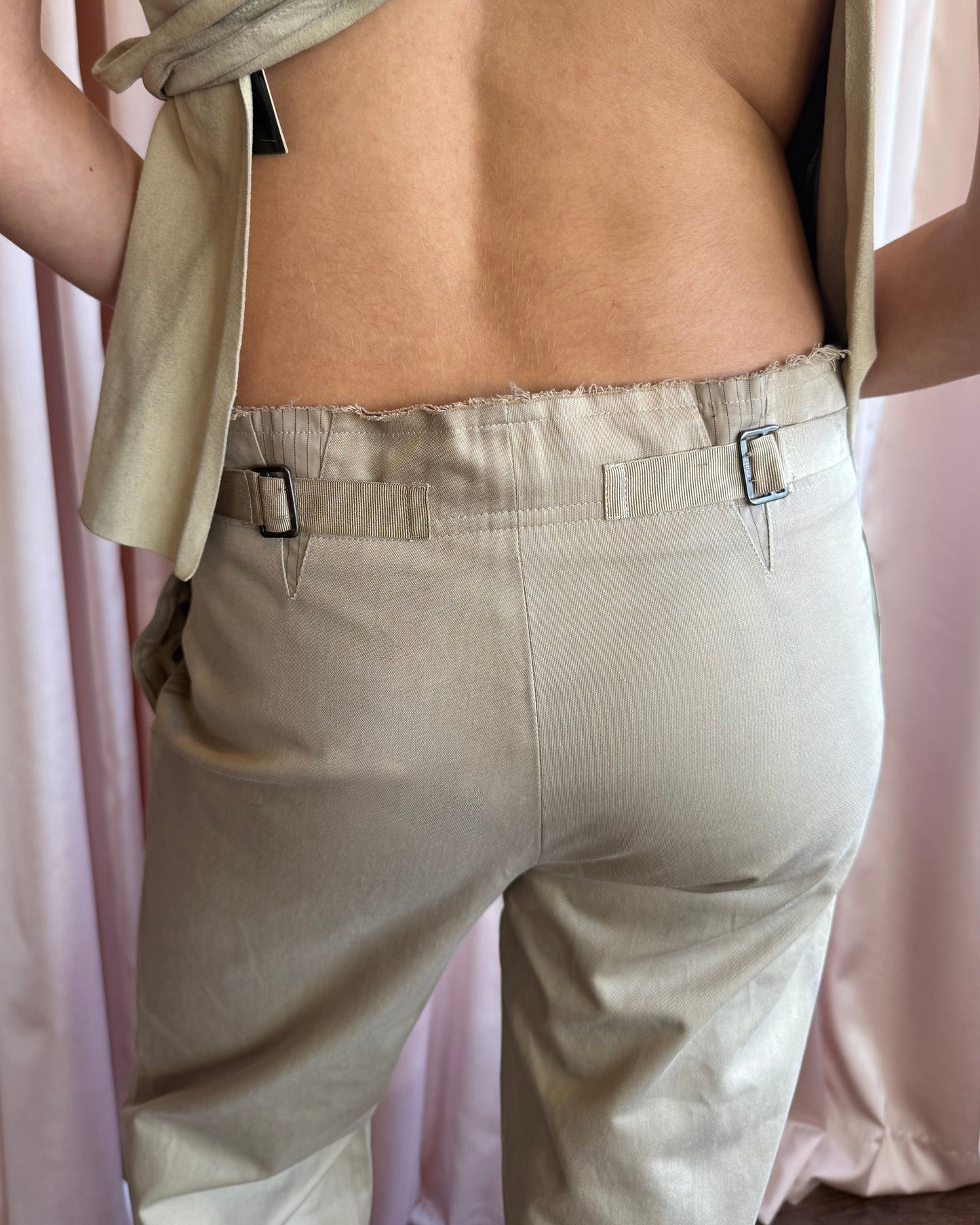 Plein Sud Deadstock S/S 2002 Wide Leg Frayed Waist Trousers