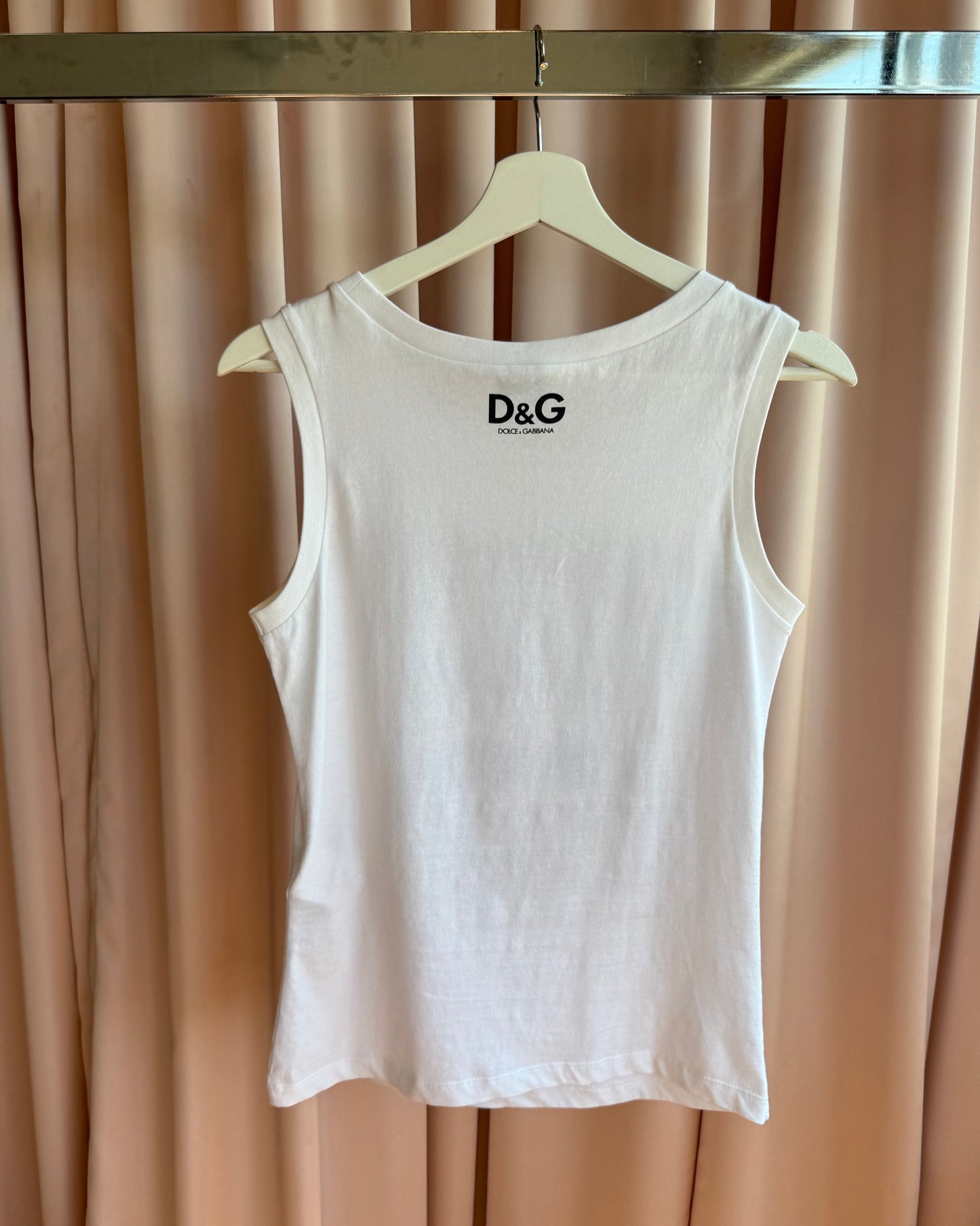 D&G 2000's "Wanted Slickers" Graphic White Tank Top