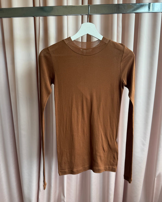 Auralee NWT Brown Super High Gauge Sheer Long Sleeve T-Shirt