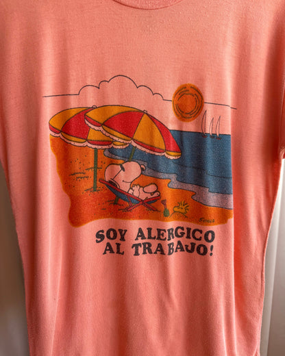 1980's Snoopy "I'm Allergic to Work" Graphic T-Shirt