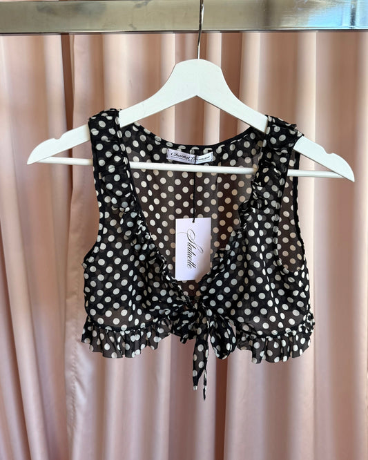 Chantal Thomass Black & White Polka Dot Tie Top