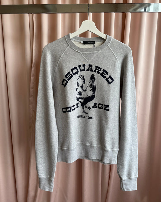 Dsquared² S/S 2006 "Cock Age" Graphic Grey Crewneck Sweatshirt