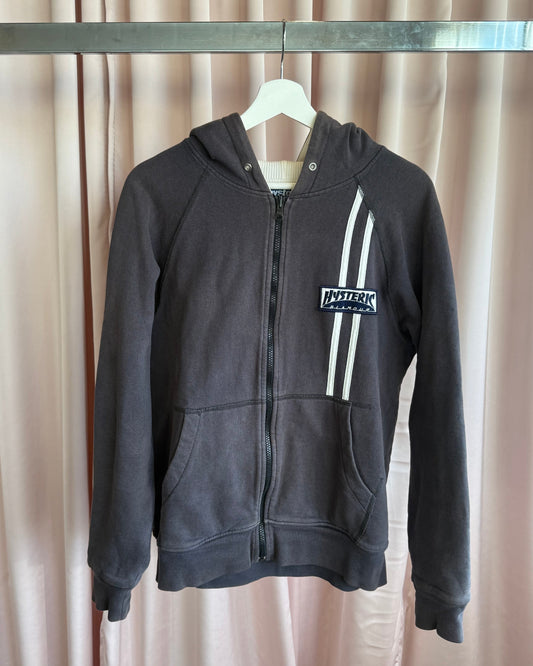 Hysteric Glamour 90's Waffle Knit Lined Grey Zip Up Hoodie