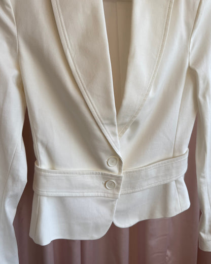 Patrizia Pepe Firenze White Cotton Blend Blazer