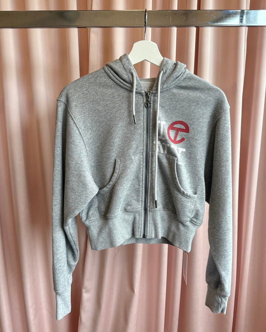 Telfar Heather Grey Crop Canal Zip Up Hoodie