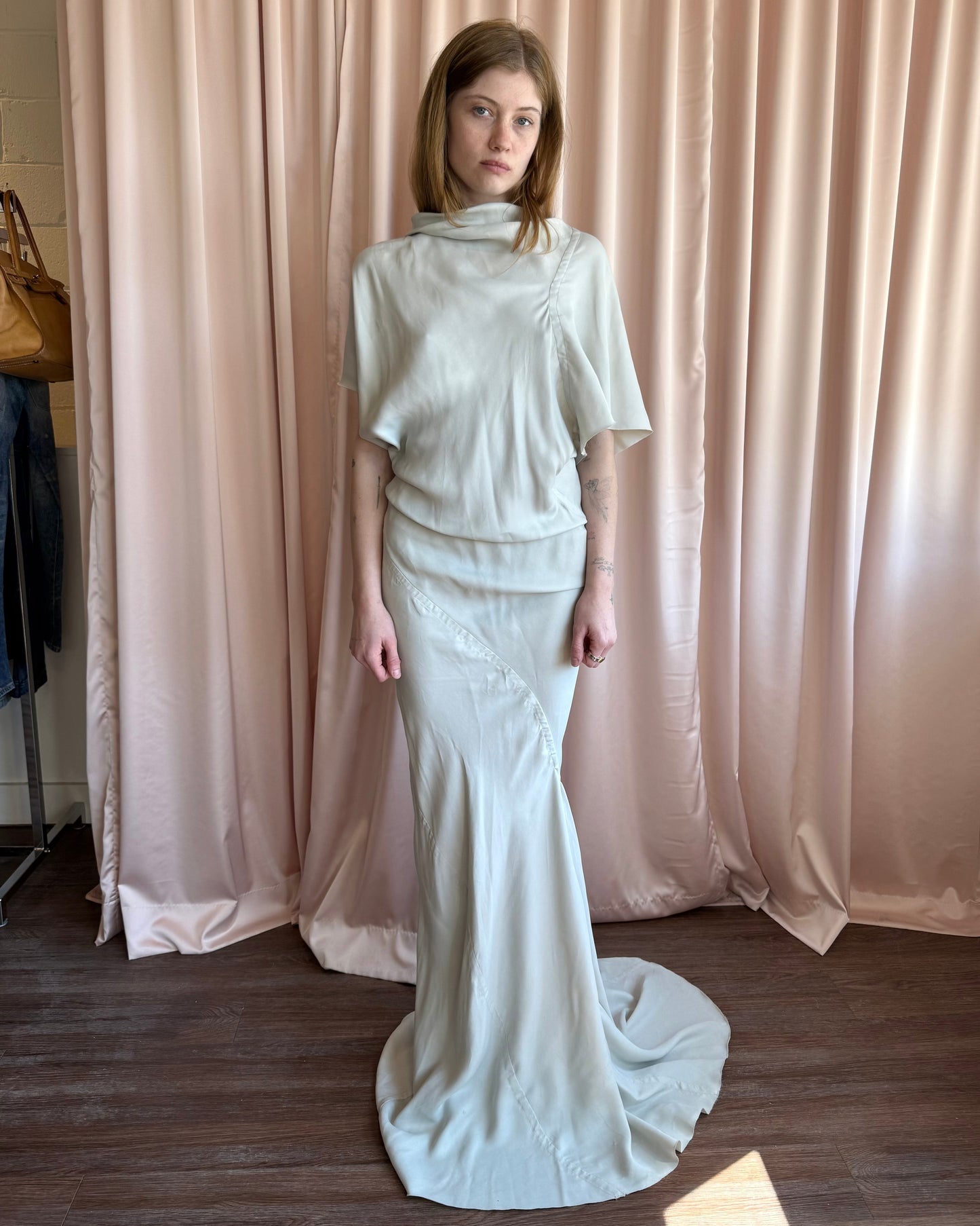 Rick Owens S/S 21 Phlegethon Oyster Full Length Dress
