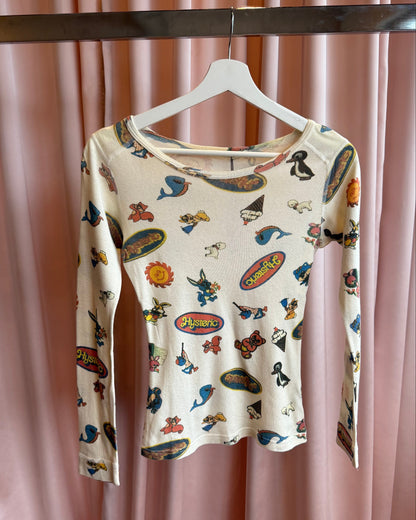 Hysteric Glamour Cashmere Cotton Blend Printed Long Sleeve Top