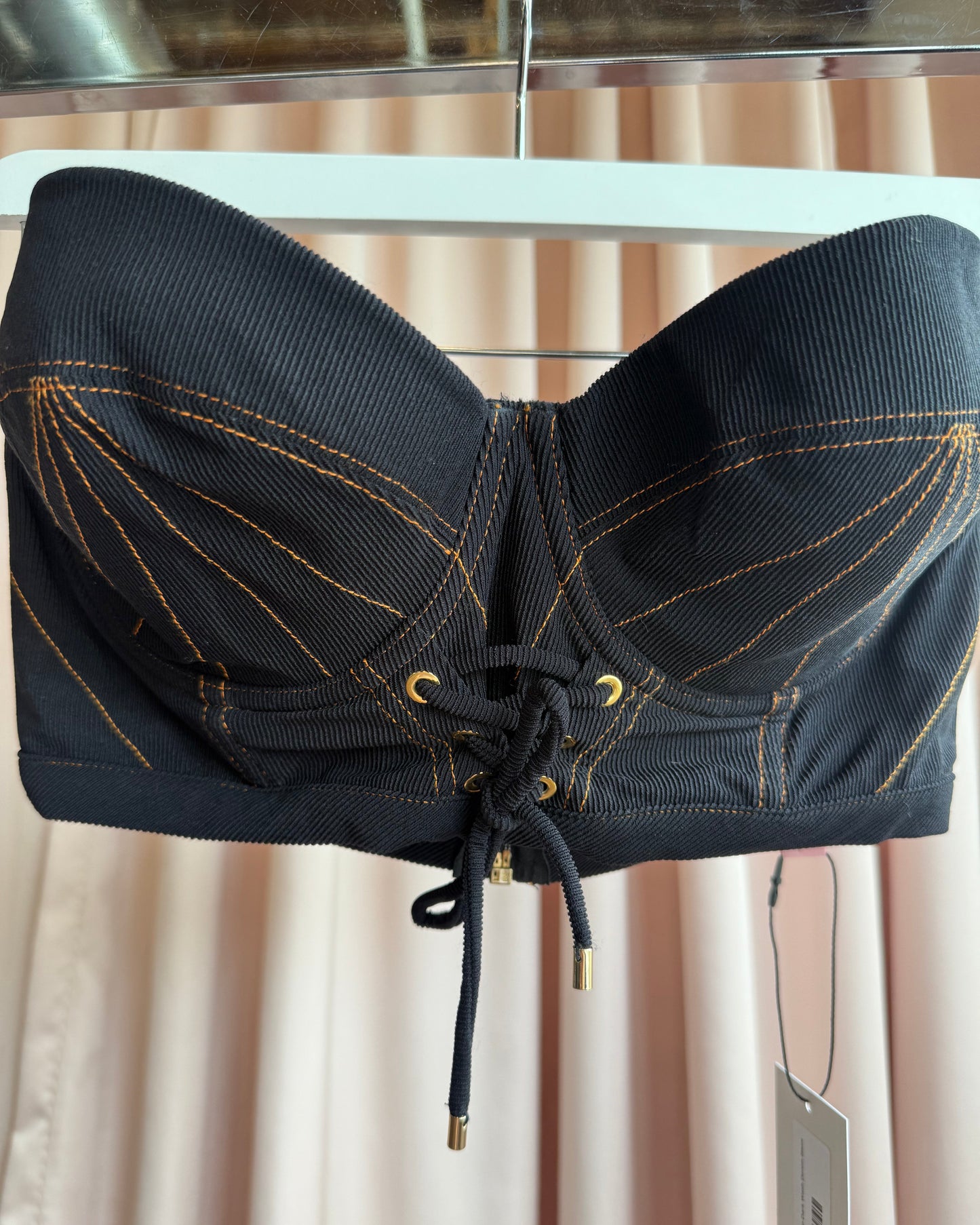 Agent Provocatuer Lace Up Dark Wash Denim Bikini
