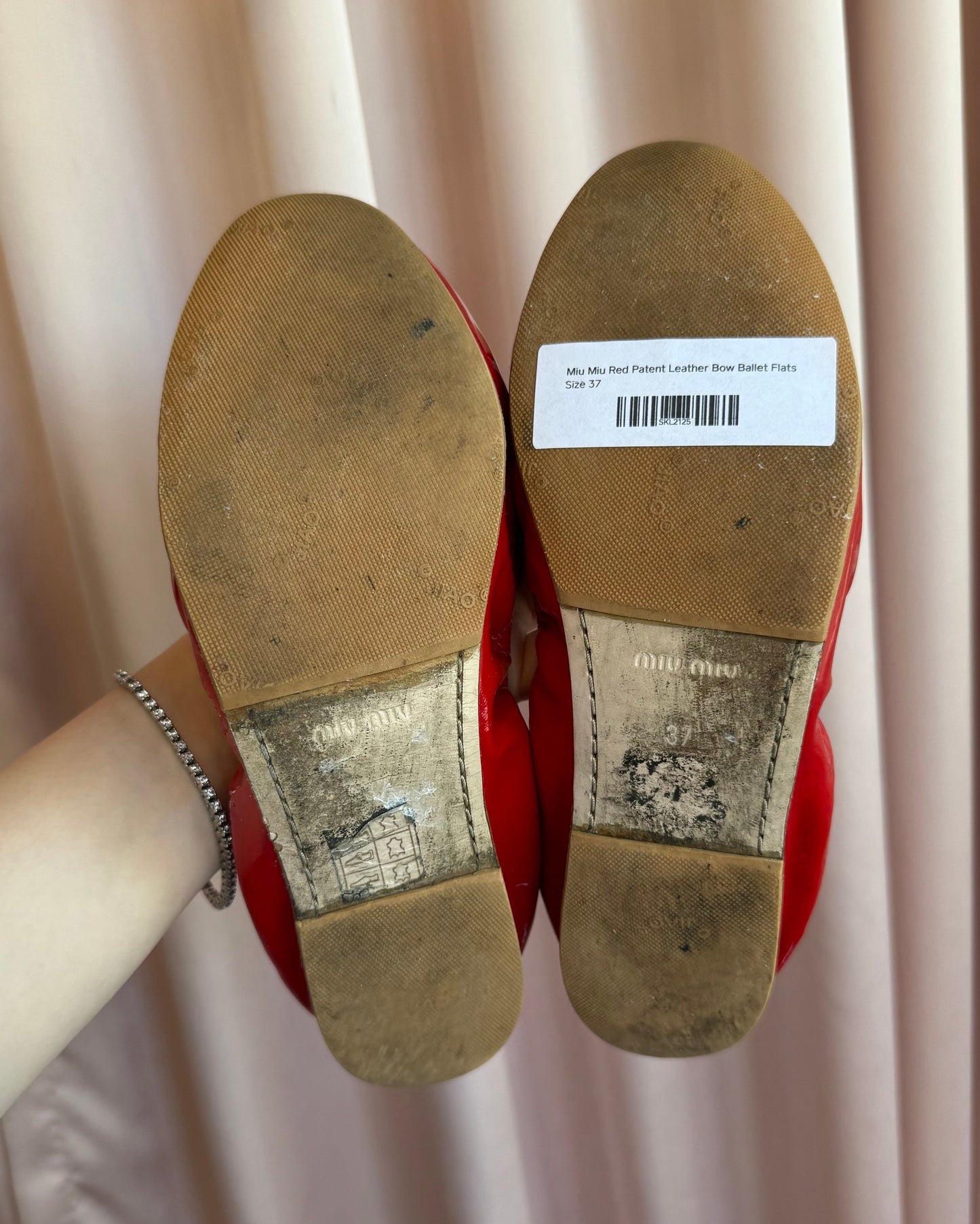 Miu Miu Red Patent Leather Bow Ballet Flats