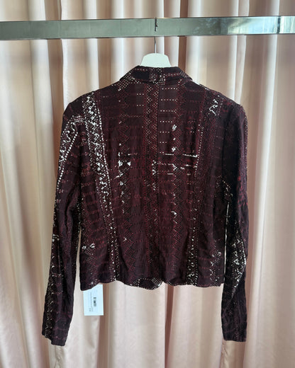 Tsumori Chisato Burgundy Dyed Broderie Anglaise Blouse