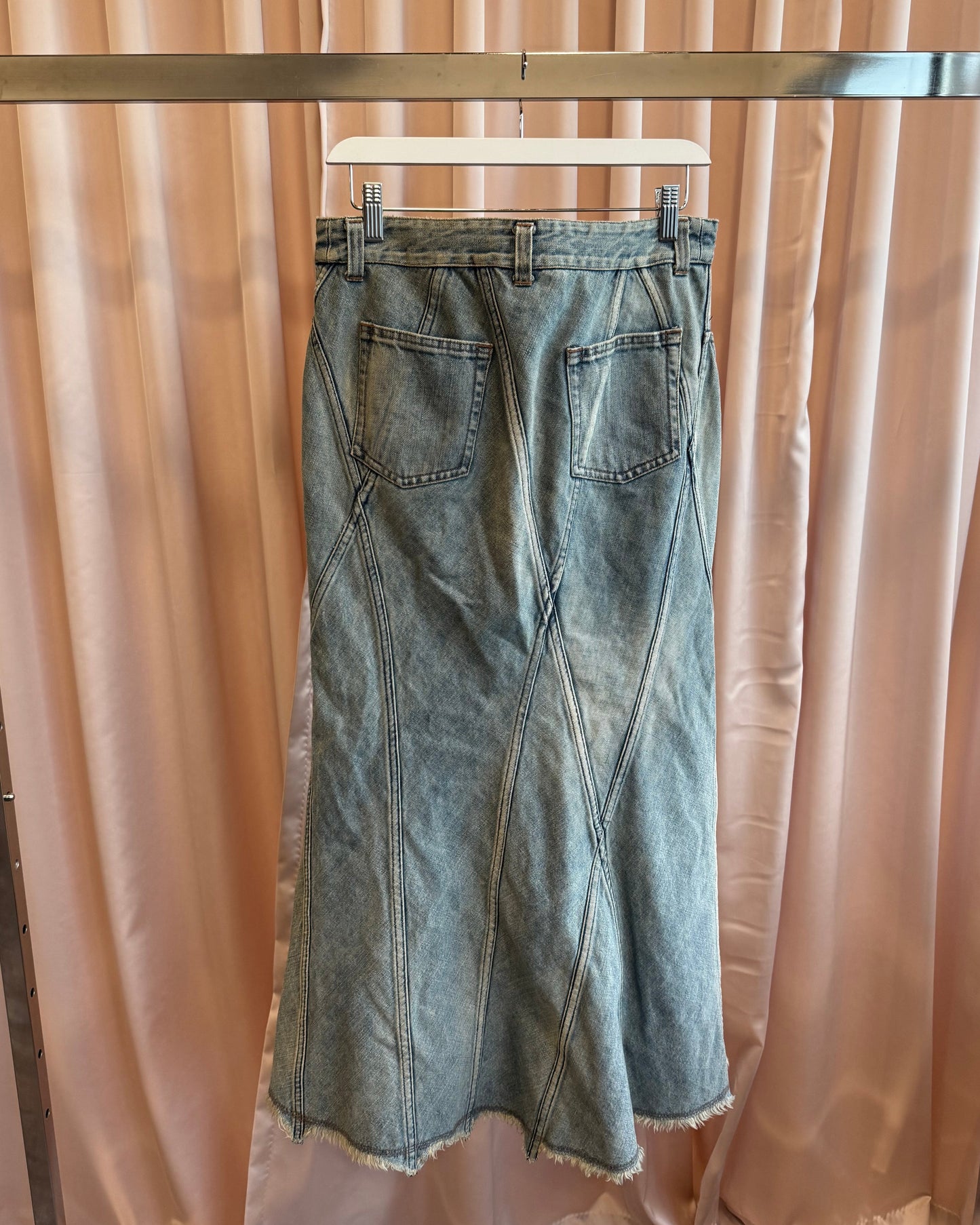 Junya Watanabe S/S 2002 Patchwork Flared Denim Maxi Skirt