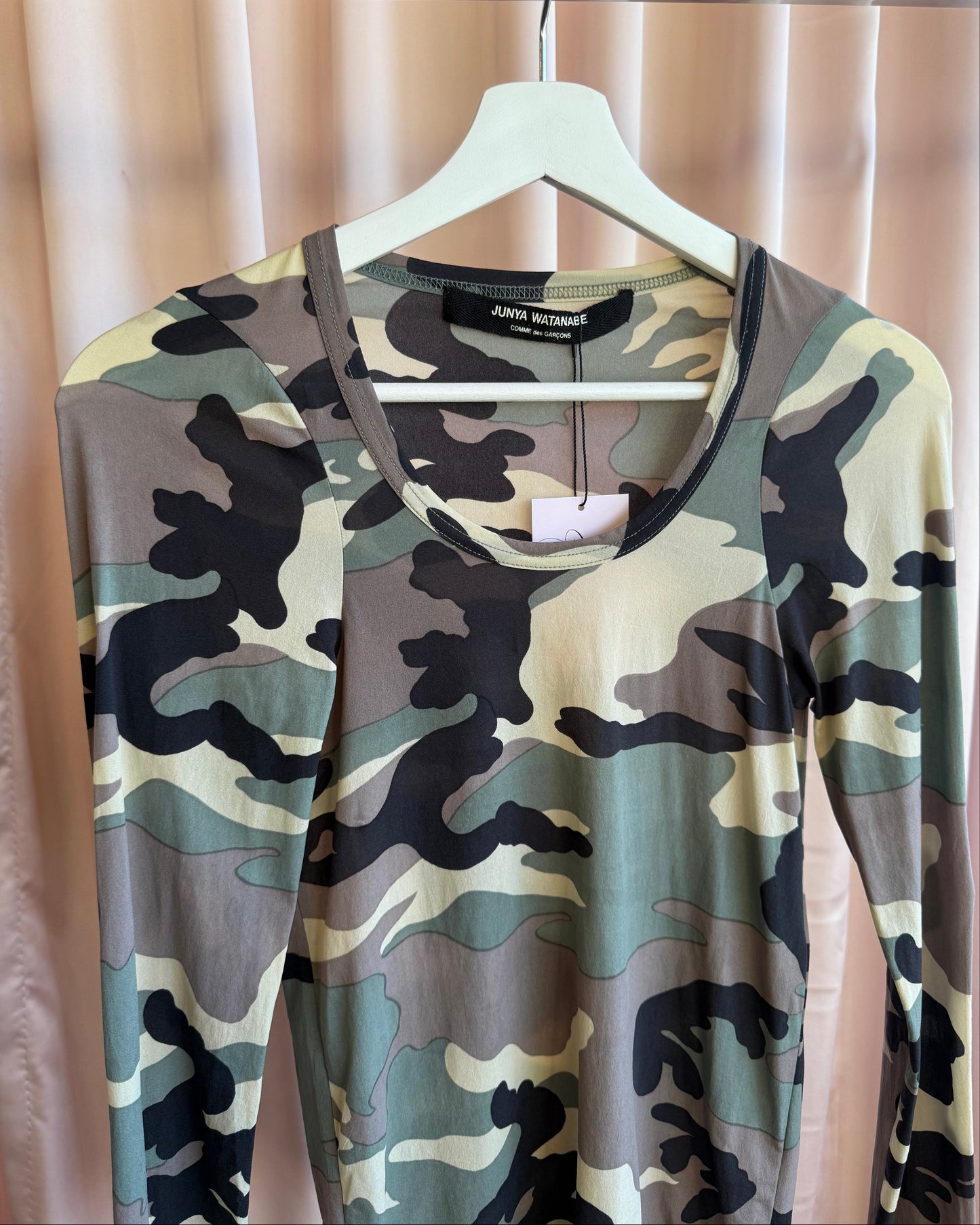 Junya Watanabe 1993 Camouflage Print Mesh Long Sleeve Top