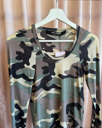 Junya Watanabe 1993 Camouflage Print Mesh Long Sleeve Top