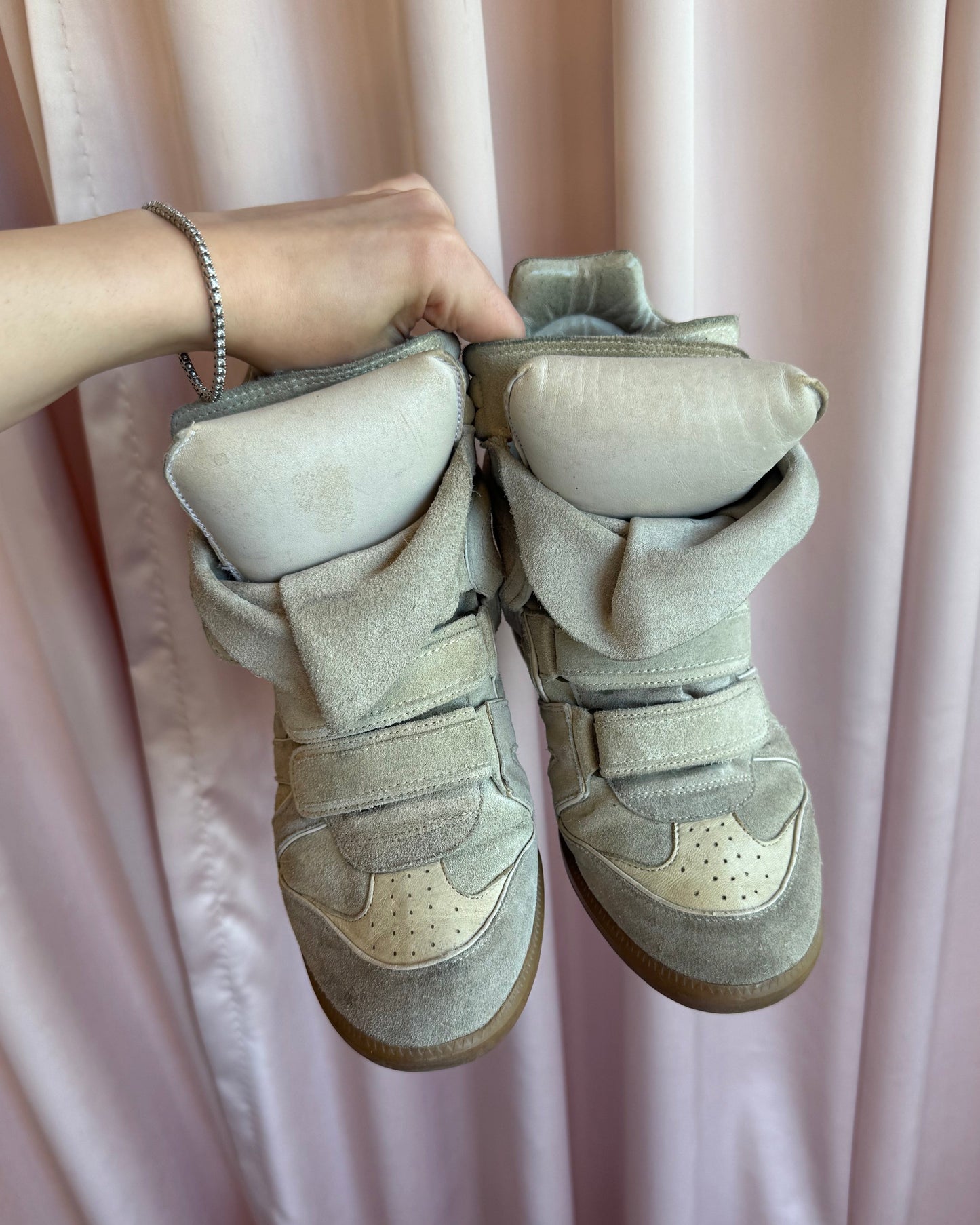 Isabel Marant Bekett Tan Leather Wedge Sneakers