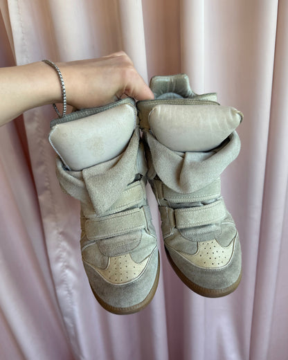 Isabel Marant Bekett Tan Leather Wedge Sneakers