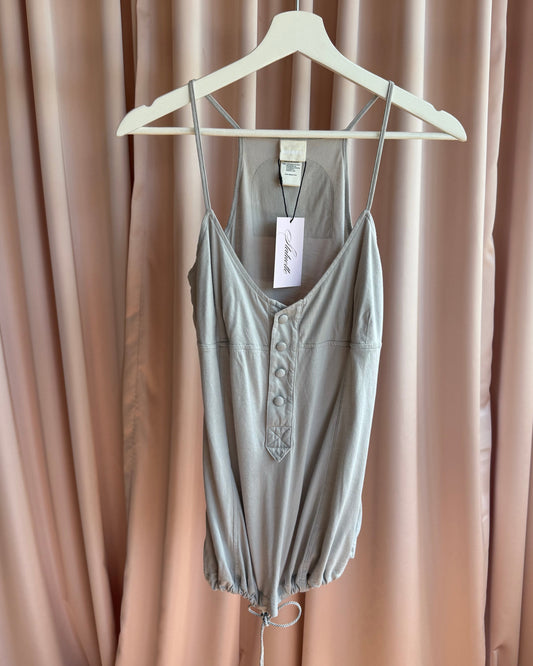 Diesel Light Grey Bell Drawstring Henley Tank Top