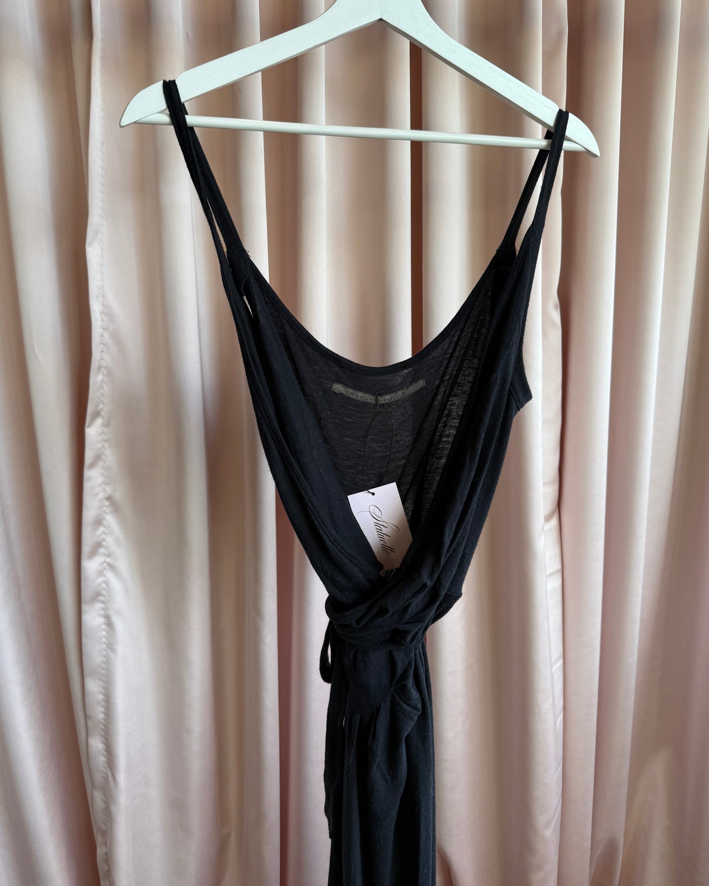 Rick Owens Lilies Olmar & Mirta Era Black Low Cut Sleeveless Wrap Dress