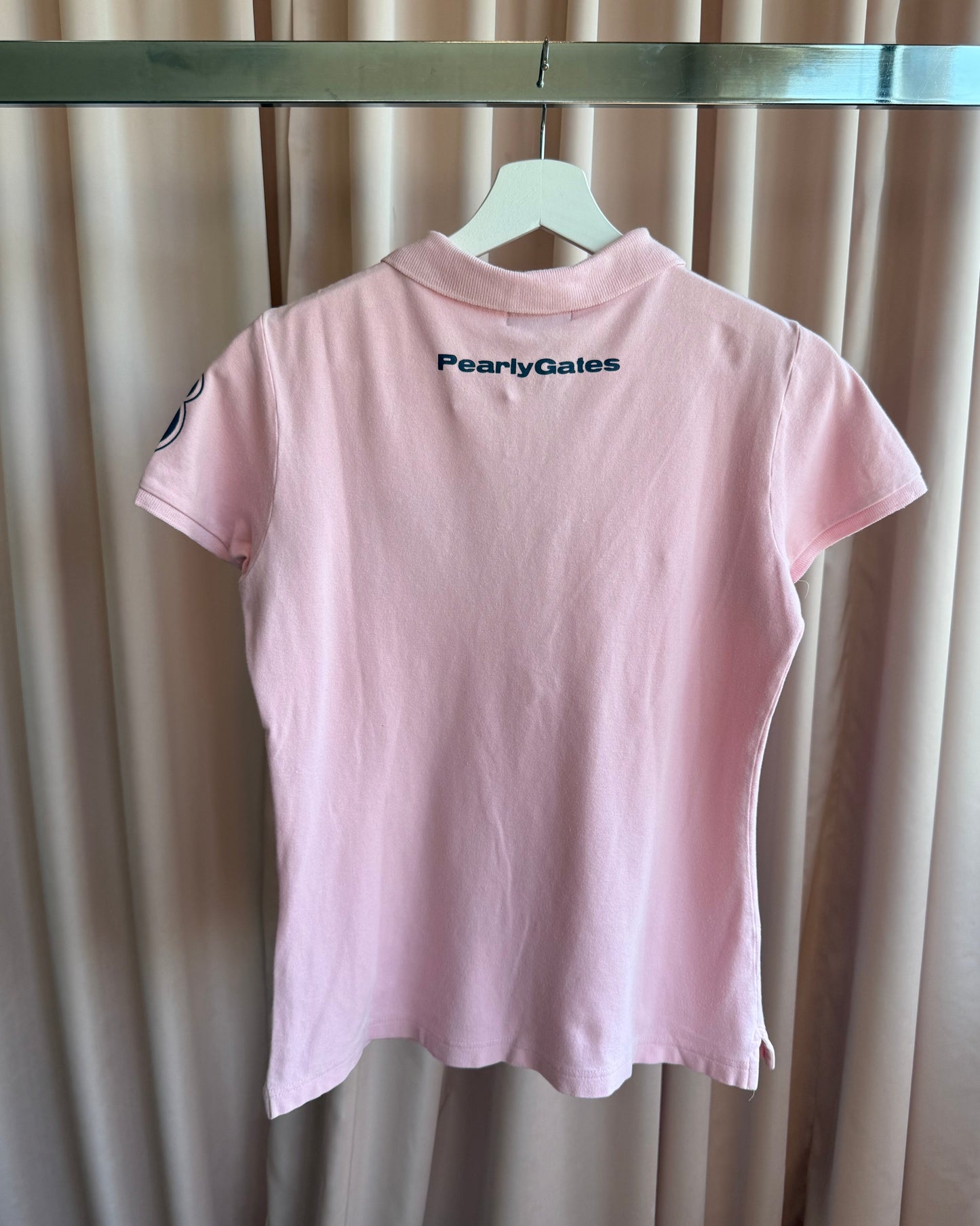 Japanese Golf Brand Medallion Patch Baby Pink Polo Shirt