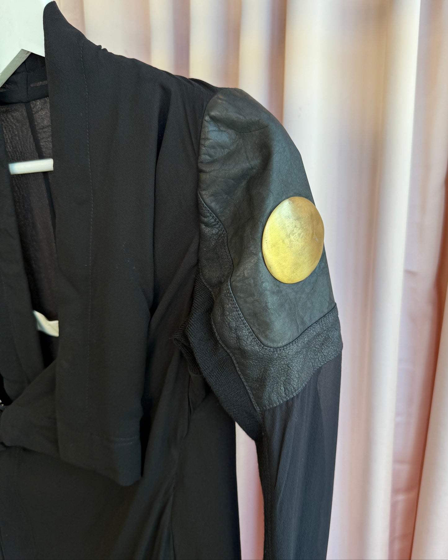 Rick Owens S/S 13 Island Brass Shoulder Black Silk Jacket