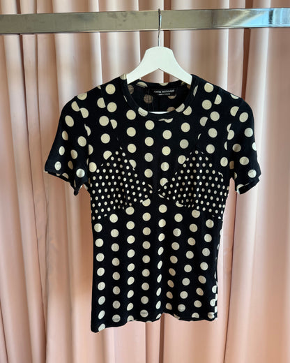 Junya Watanabe S/S 2004 Polka Dot Print Short Sleeve Top