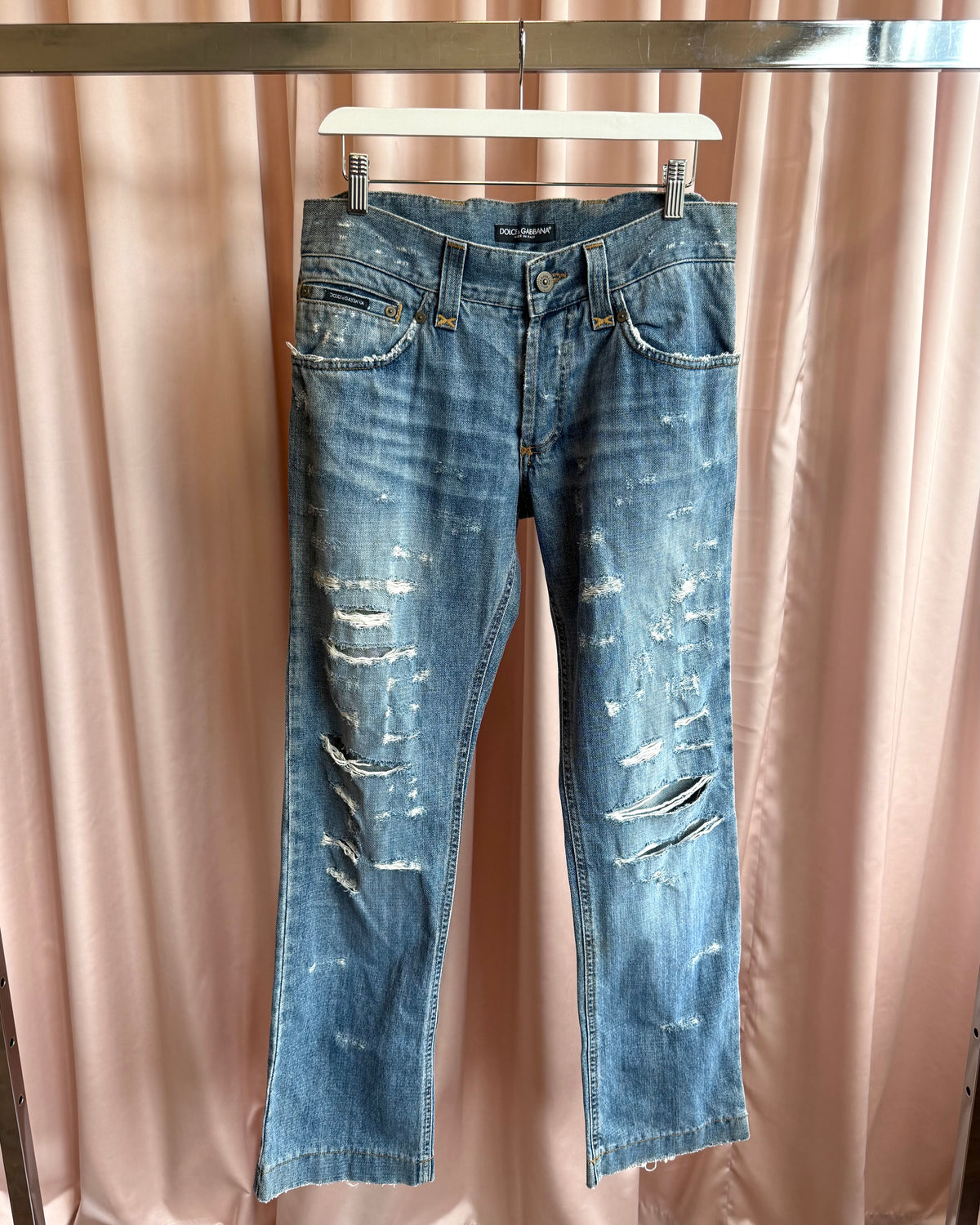 Dolce & Gabbana Distressed Button Fly Denim
