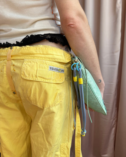 Balenciaga Mint Green Leather Wristlet Clutch