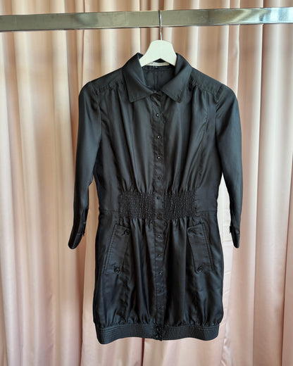 Japanese Brand Black Mini Shirt Dress
