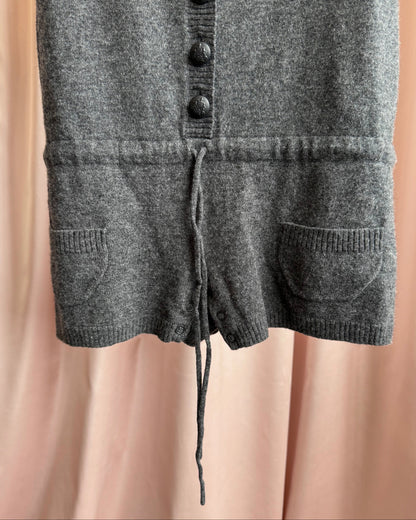 Jill Stuart Grey Button Knit Wool Romper