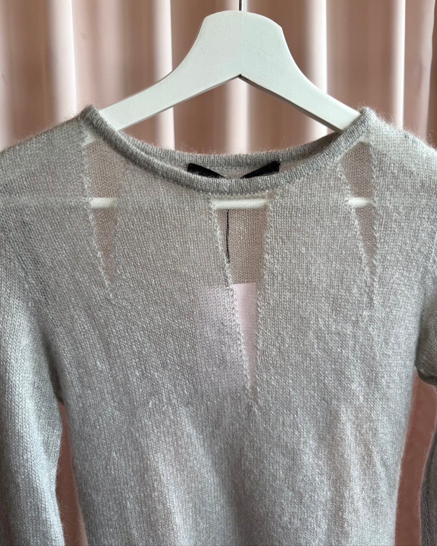 Italian Designer Light Grey Mohair Knit Sweater