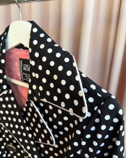 Gyaru Brand Black & White Polka Dot Trench Coat
