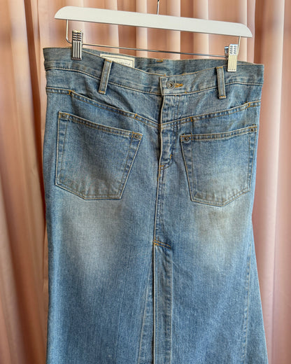 Japanese Brand Asymmetric Double Layered Denim Maxi Skirt