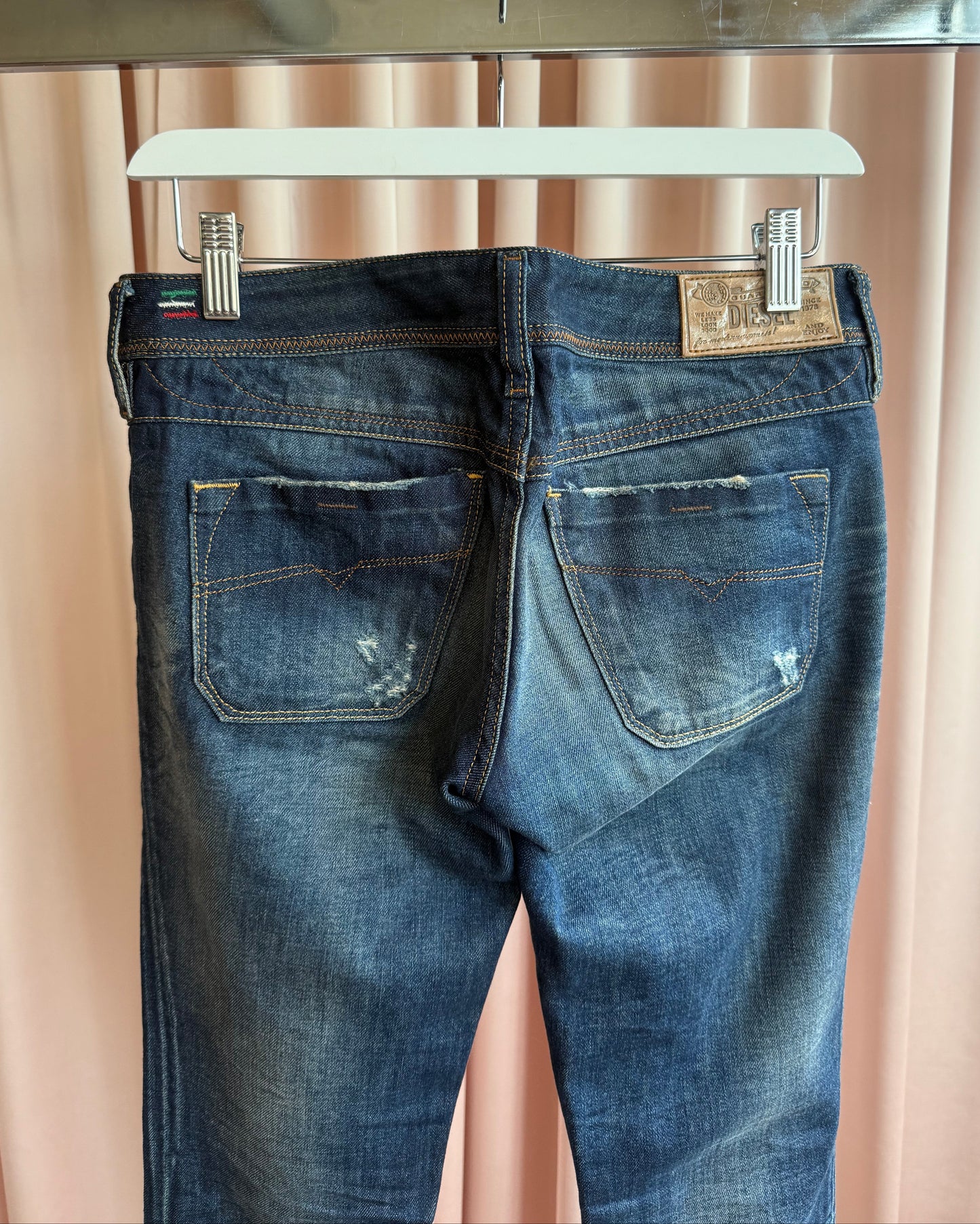 Diesel "Lowky" Faded Dark Wash Low Rise Straight Leg Denim