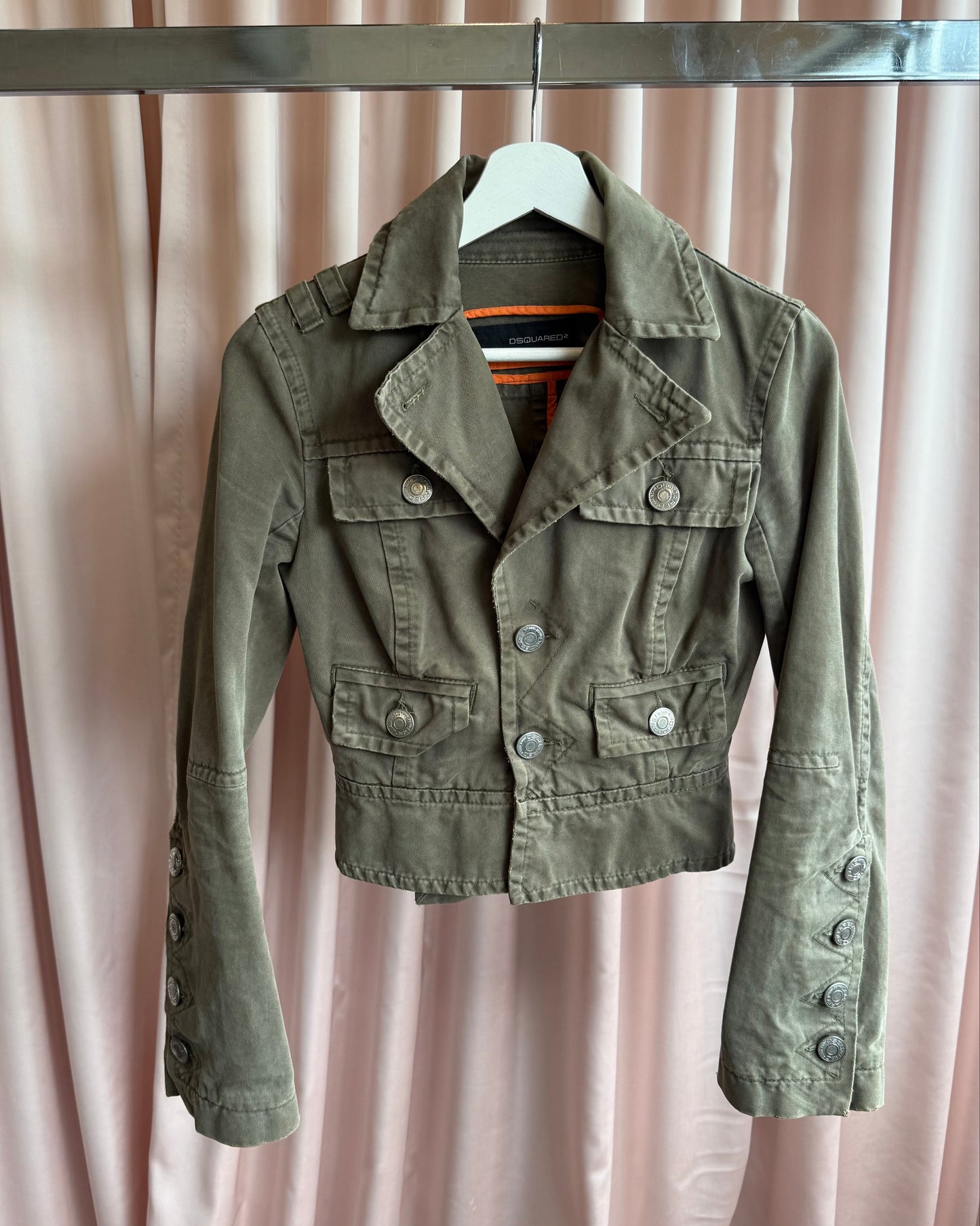 Dsquared² S/S 2004 Olive Green Flared Sleeve Denim Jacket