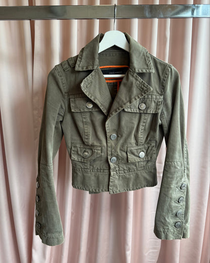 Dsquared² S/S 2004 Olive Green Flared Sleeve Denim Jacket