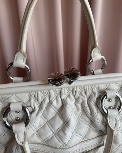 Marc Jacobs Quilted White Leather Stam Bag