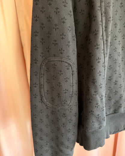 Kismet Dark Grey Fleur De Lis Print Double Breasted Hoodie