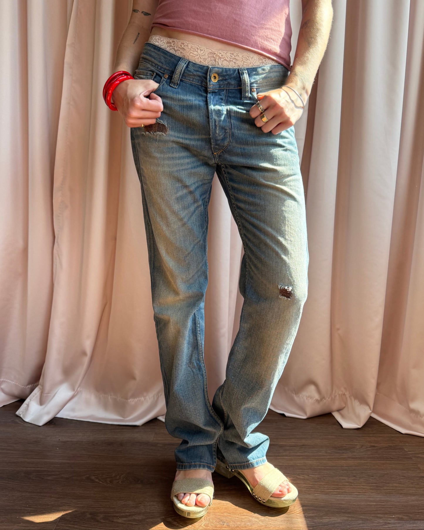 Diesel “Viker” Faded & Distressed Denim