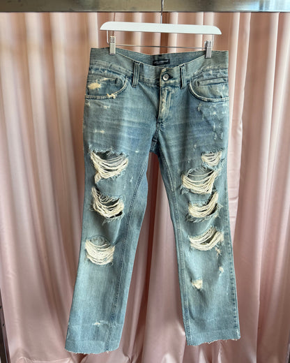 Dolce & Gabbana Distressed Straight Leg Denim