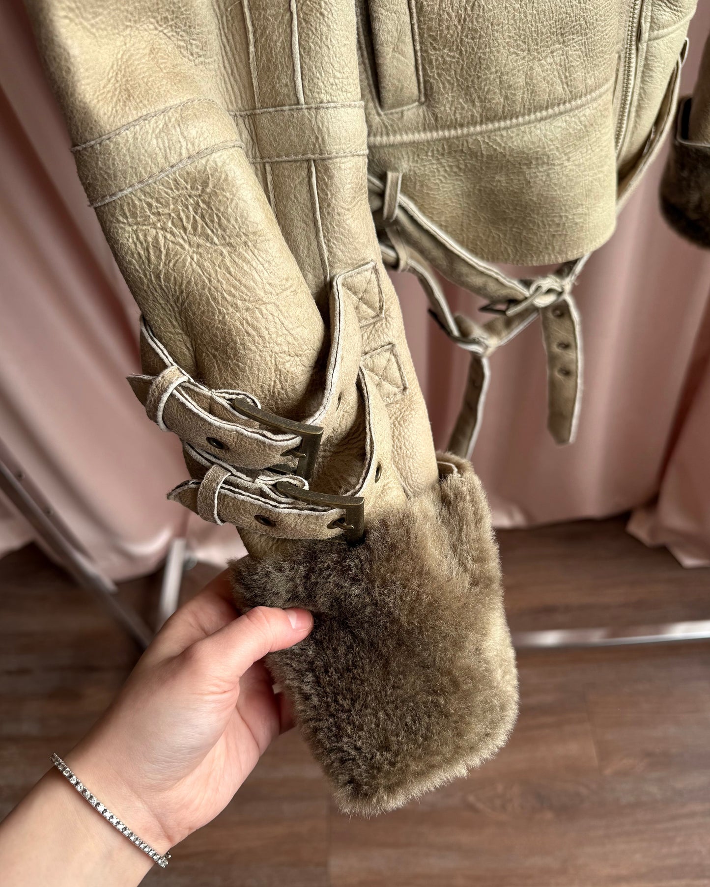 Japanese Brand Belted Shearling Jacket