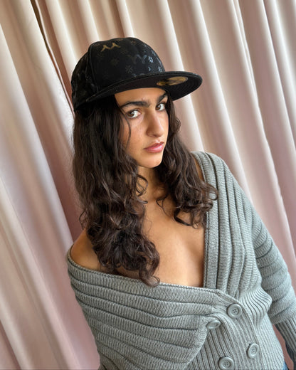 Yohji Yamamoto New Era Black Monogram Fitted Cap