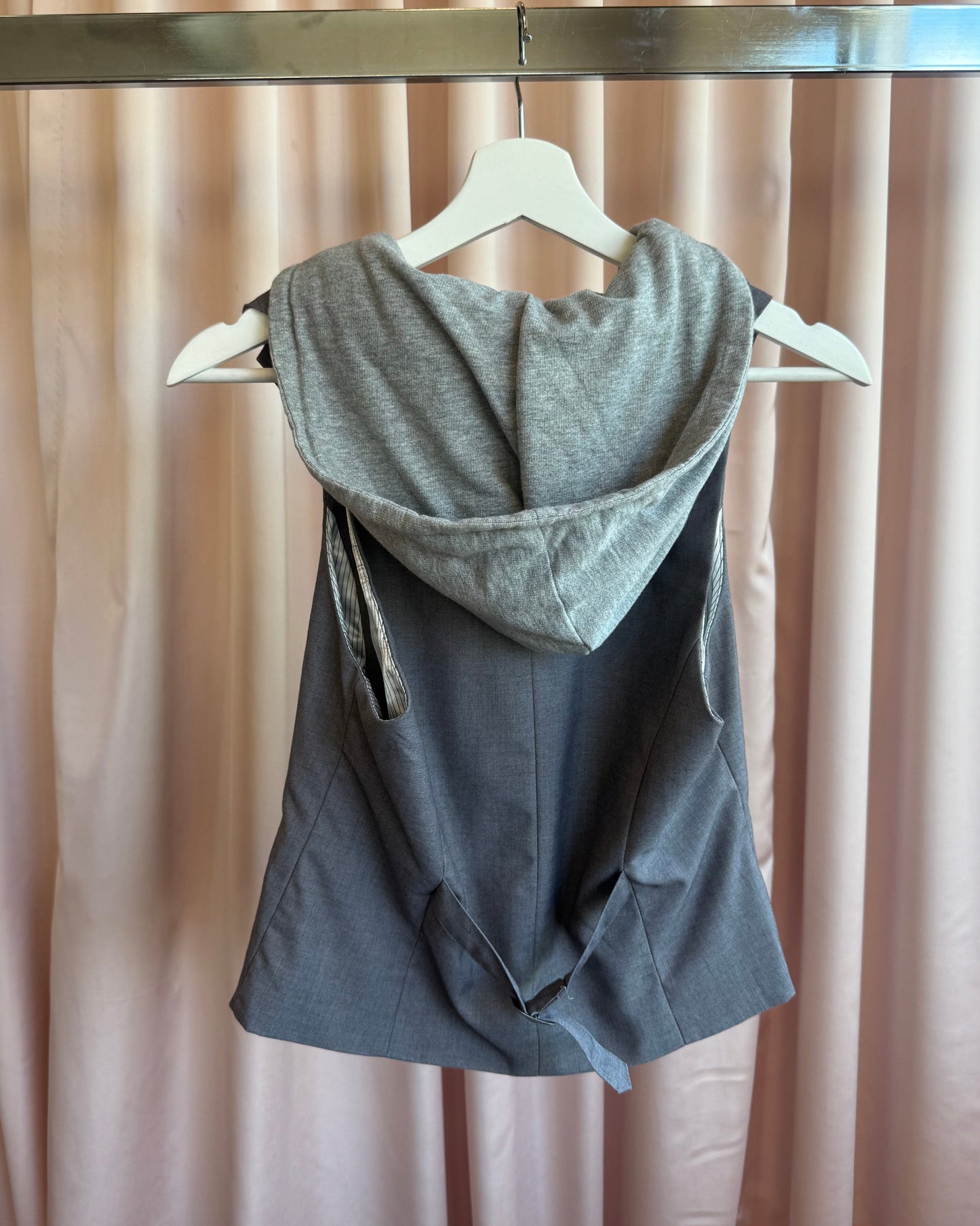 Japanese Brand Detachable Hood Grey Vest
