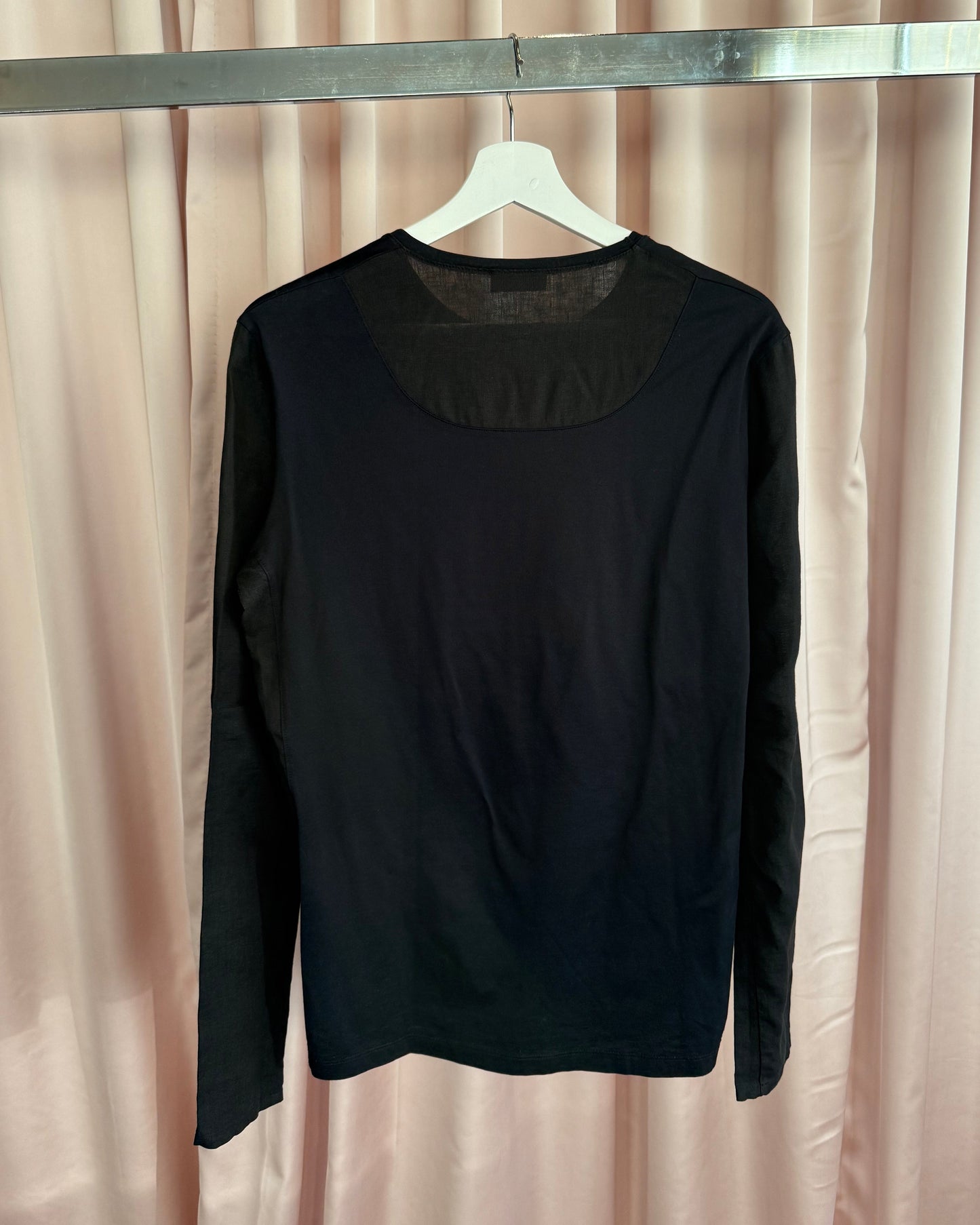 Balenciaga 2009 by Ghesquière Smoke Print Linen Long Sleeve T-Shirt