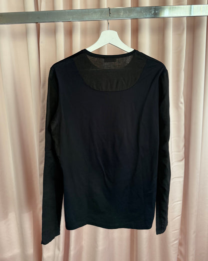 Balenciaga 2009 by Ghesquière Smoke Print Linen Long Sleeve T-Shirt